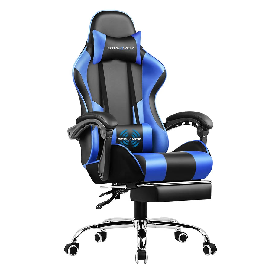 GTPLAYER Gaming Chair with Footrest, Lumbar Support, Adjustable Height, Swivel Seat, Headrest