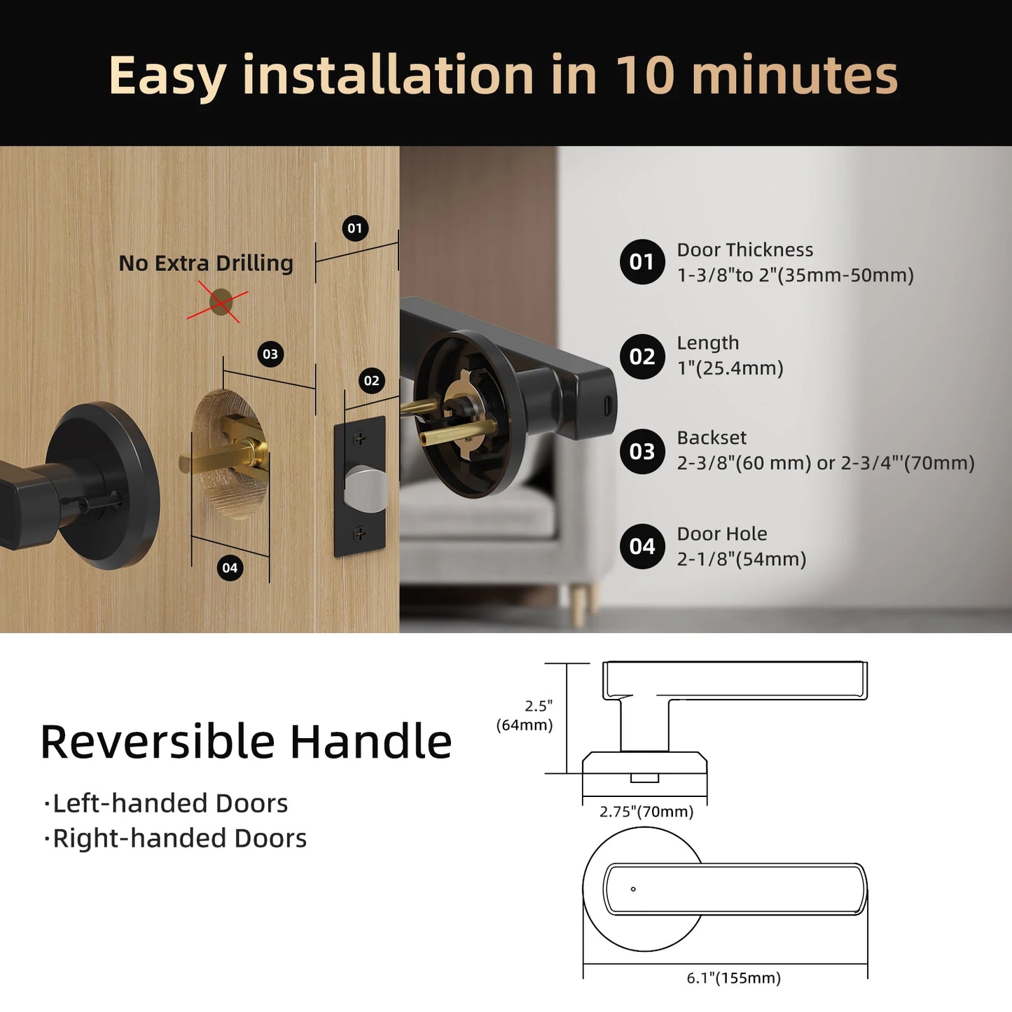 Smart Lock Fingerprint Door Lock App Control Passcode Unlock