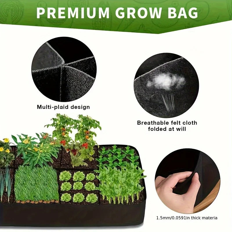 Garden Bed, 128 Gallon 8 Grids Plant Grow Bags, 3x6FT Raised Bed