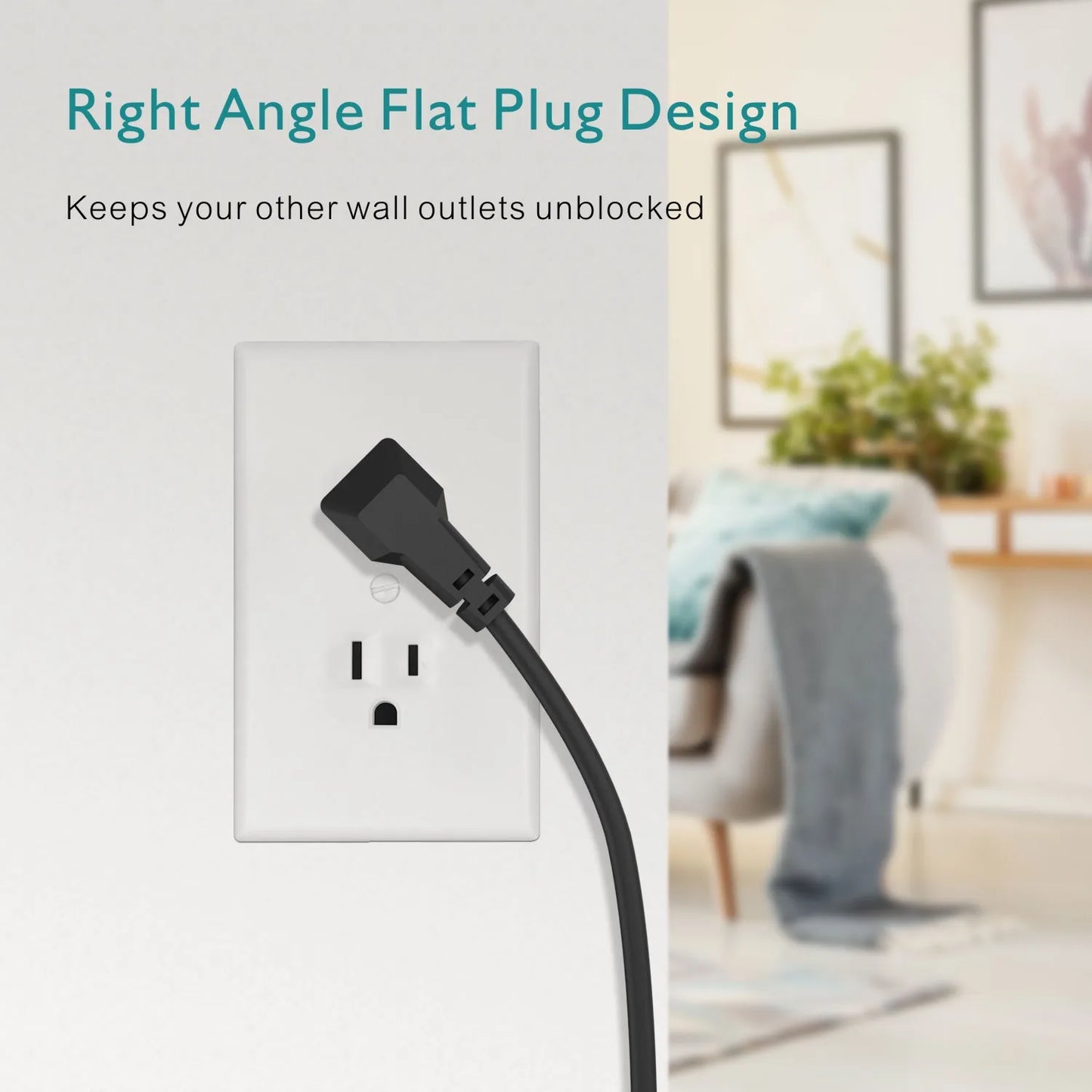Power Outlet with Surge Protector, 9 power strip 3 USB Ports, 5ft Extension Cord, Quick Charge