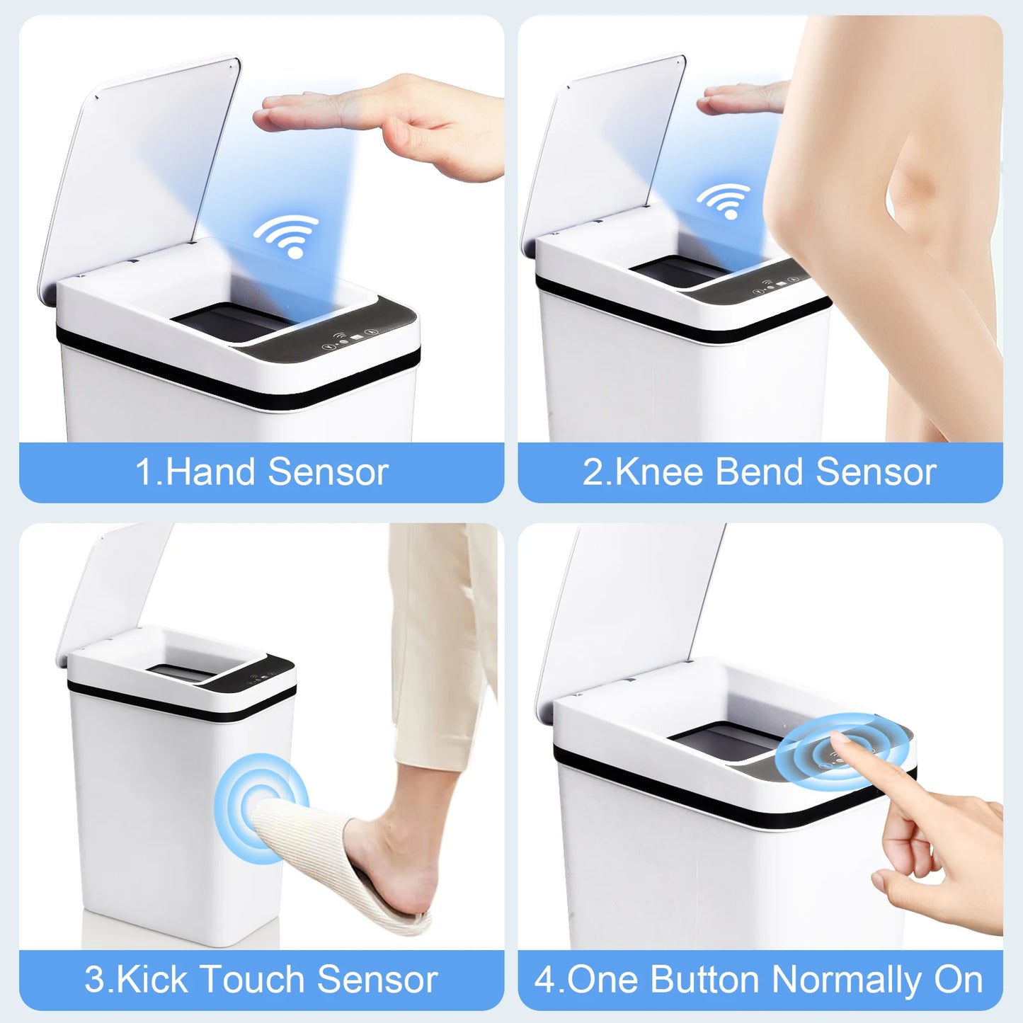 2 Pack 12L Bathroom Automatic Trash Cans Touchless Motion Sensor