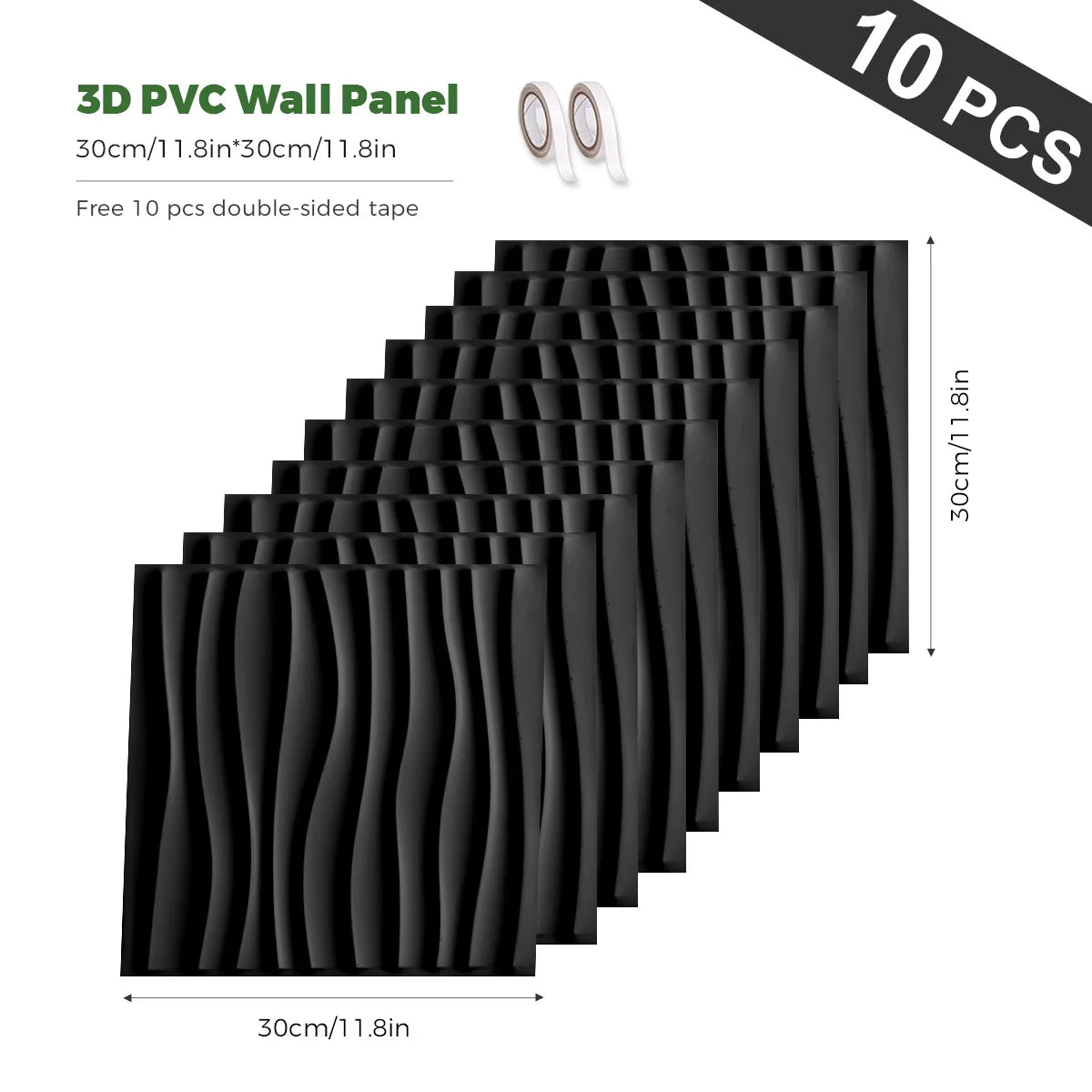 10 Pack Self adhesive 3D Wall Panels, PVC Wall Decor 11.8"x11.8"