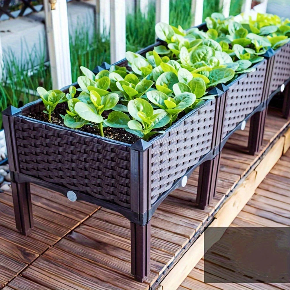 Plastic Raised Garden Bed with Legs Raised Planter Box with Drainage Holes