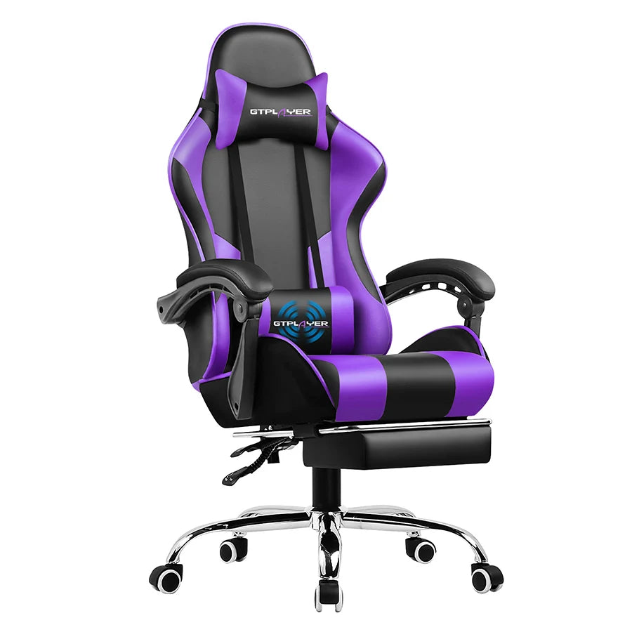 GTPLAYER Gaming Chair with Footrest, Lumbar Support, Adjustable Height, Swivel Seat, Headrest