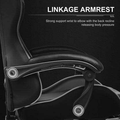 GTPLAYER Gaming Chair with Footrest, Lumbar Support, Adjustable Height, Swivel Seat, Headrest