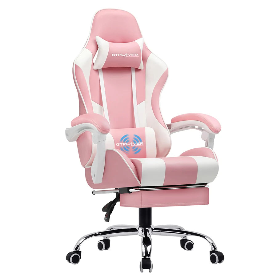 GTPLAYER Gaming Chair with Footrest, Lumbar Support, Adjustable Height, Swivel Seat, Headrest