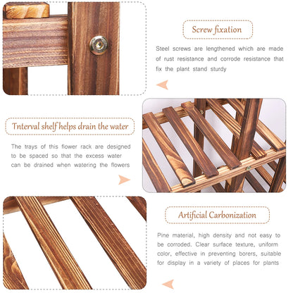 6 Tiered Wood Plant Flower Stand