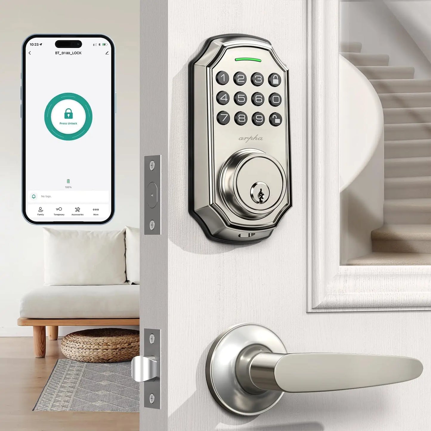 Smart Lock  Electronic Keypad Deadbolt Anti-Peeping Password One Touch Auto-Locking Security Door Lock