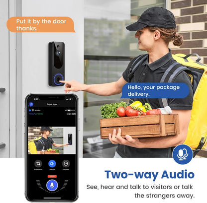 Wireless Video Doorbell with AI Detection, Night Vision
