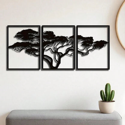 African Baobab Tree Metal Wall Art – Tribal Boho Tree Sculpture