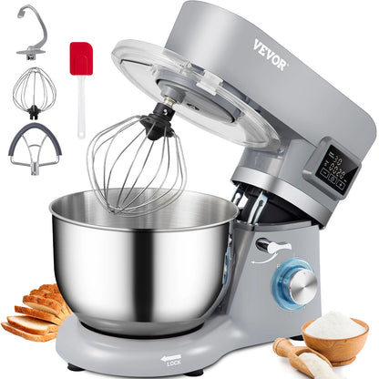 Stand Mixer Electric Dough Mixer with 6 Speeds LCD Screen Timing 5.8 Qt Stainless Steel Bowl