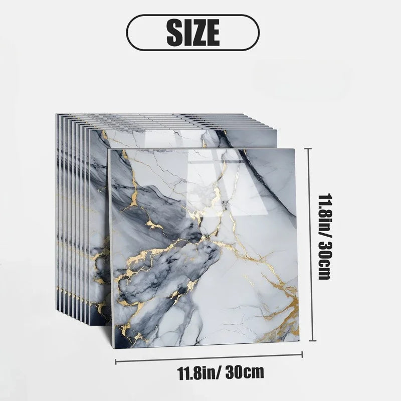 10-40PCS Imitation Marble 3D Ceramic Tile Wall Self-adhesive, waterproof