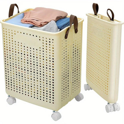 66.5L Foldable Laundry Basket with Wheels - XL Collapsible Storage Bin for Clothes, Toys, Bathroom (14x15x20 inch)