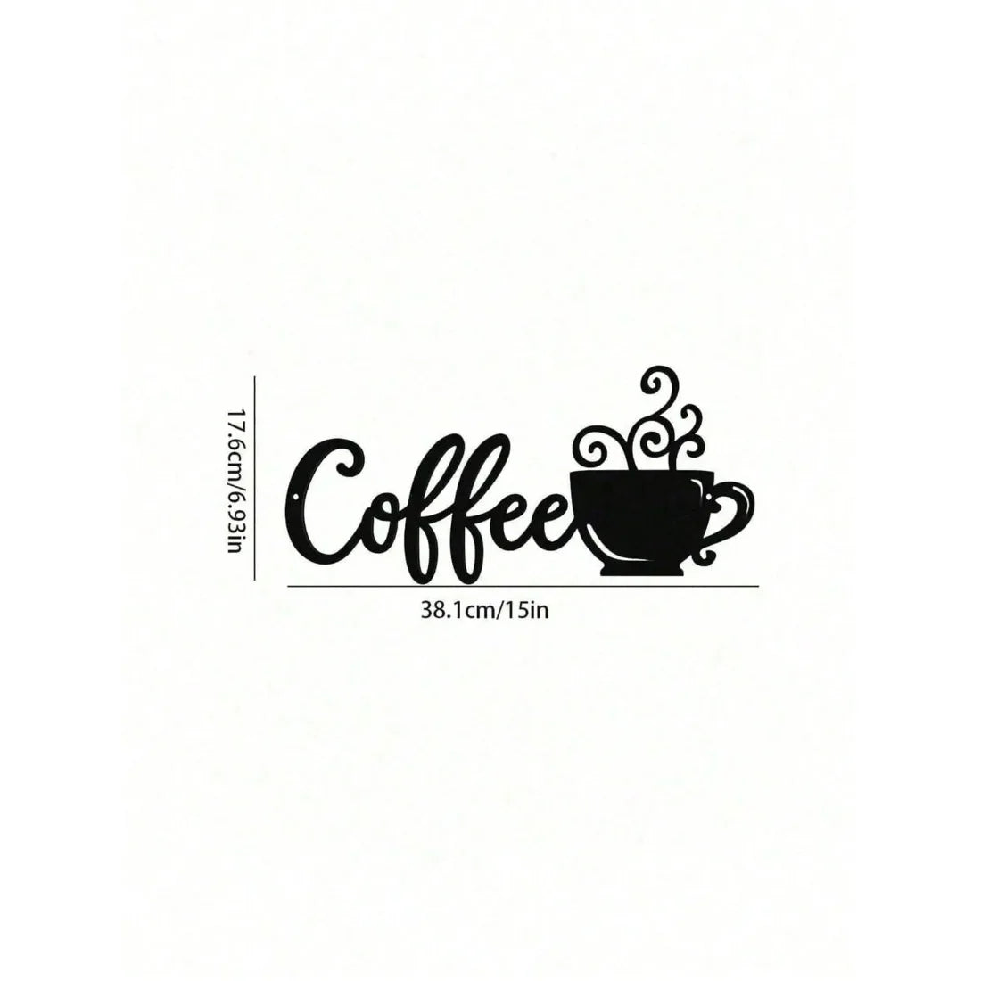 Matte Black Metal Wall Art Sign - Minimalist Coffee Cup Design