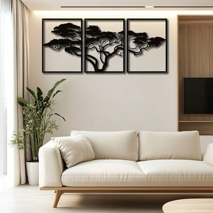 African Baobab Tree Metal Wall Art – Tribal Boho Tree Sculpture