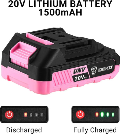 Power Drill Cordless: Pink Cordless Drill 20V Electric Power Drill Set