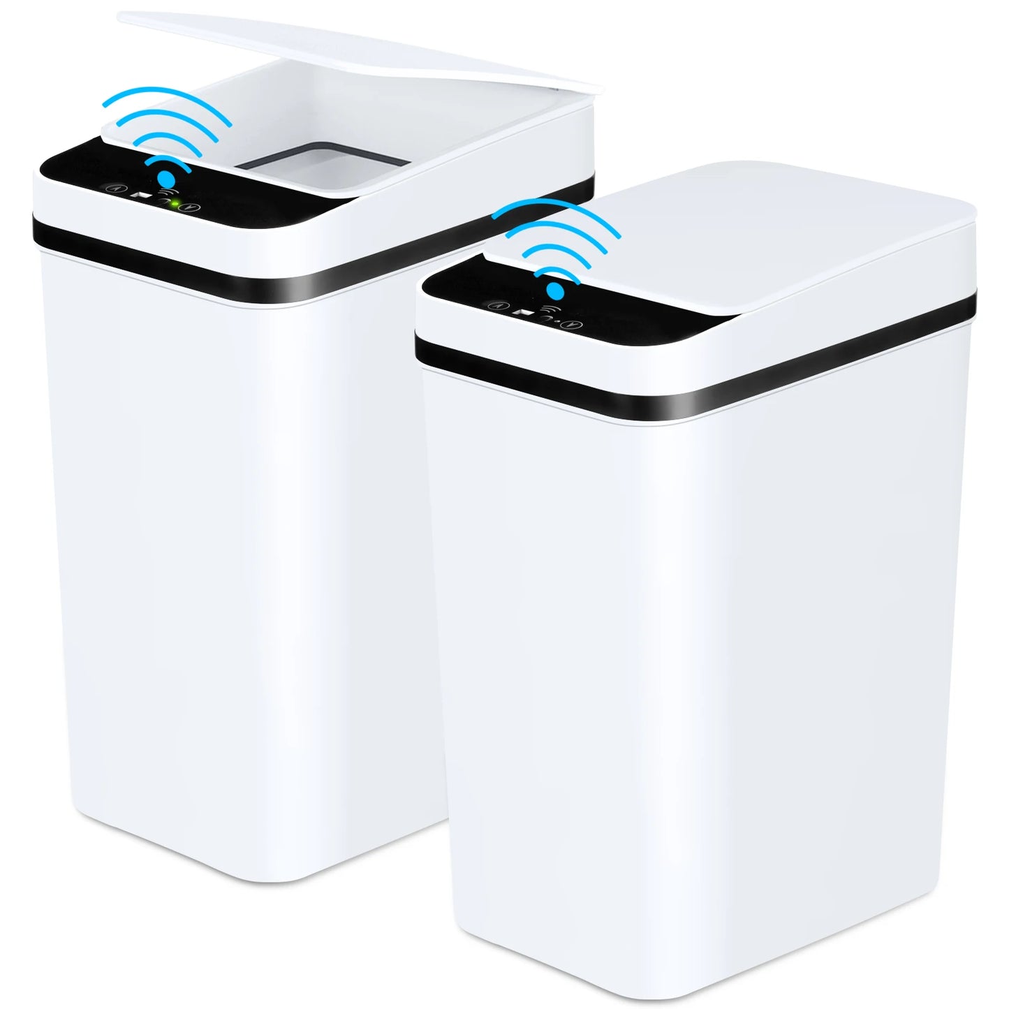 2 Pack 12L Bathroom Automatic Trash Cans Touchless Motion Sensor