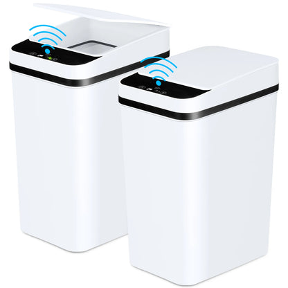 2 Pack 12L Bathroom Automatic Trash Cans Touchless Motion Sensor