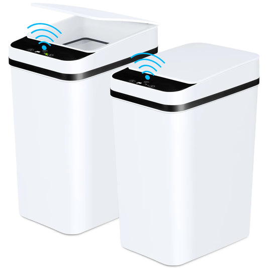 2 Pack 12L Bathroom Automatic Trash Cans Touchless Motion Sensor