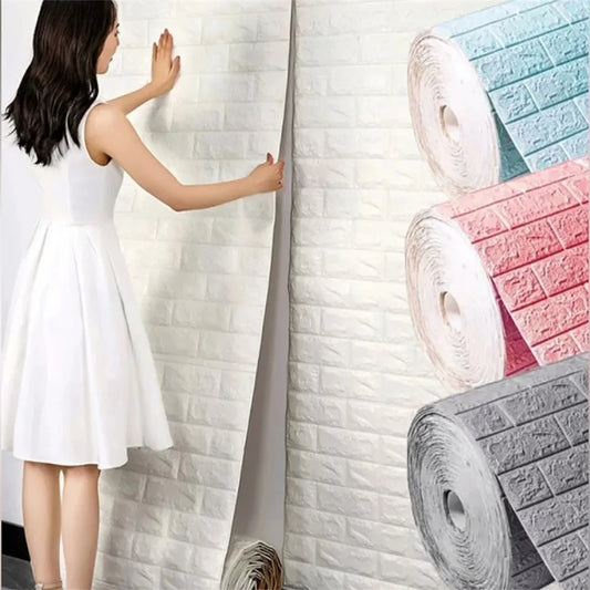 1/5/10M 3D Self-Adhesive Decor Wallpaper Waterproof Imitation Brick