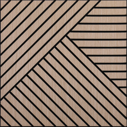 4 Packs Acoustic 3D Wood Slat Wall Panels Self-Adhesive Sound Absorbing