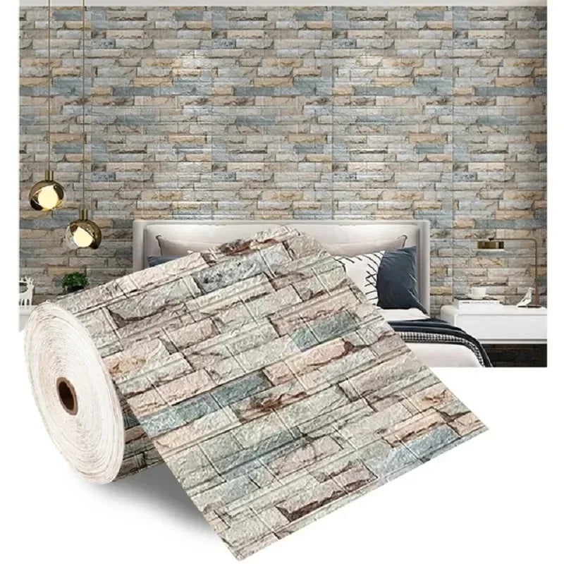 1/5/10M 3D Self-Adhesive Decor Wallpaper Waterproof Imitation Brick
