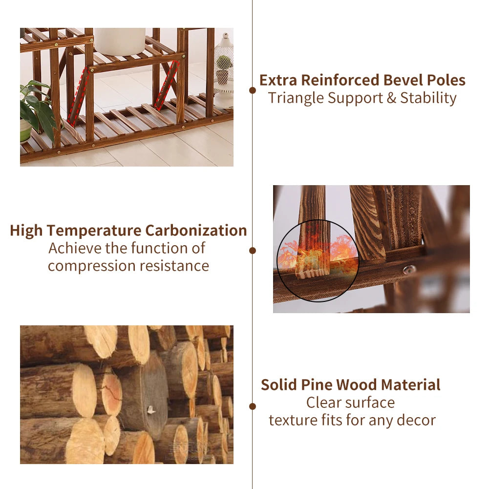 Wooden Plant Shelf Flower Pot Stand Indoor Outdoor