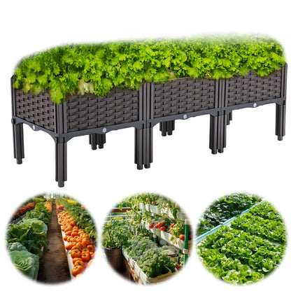 Plastic Raised Garden Bed with Legs Raised Planter Box with Drainage Holes