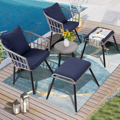 5 Piece Patio Furniture Set, Outdoor Wicker, Bistro