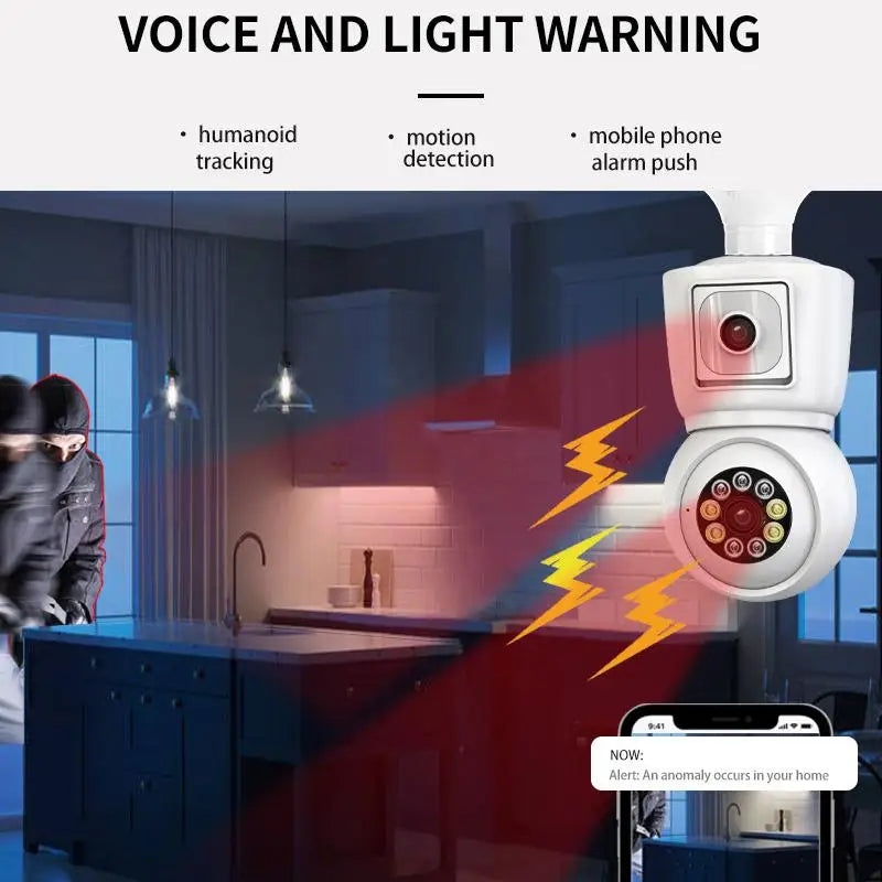 8MP Bulb WiFi Camera 4K Dual Lens Night Vision