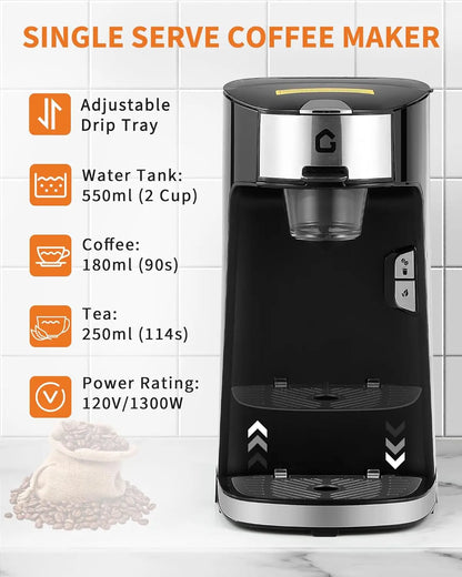 Single Serve Coffee Maker,K Cup & Ground Coffee Compatible