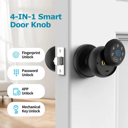 Ball-Shaped Smart Lock Fingerprint, App-Controlled, Passcode, and Electronic Touchscreen Keypad Door Lock Smart Handle