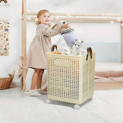 66.5L Foldable Laundry Basket with Wheels - XL Collapsible Storage Bin for Clothes, Toys, Bathroom (14x15x20 inch)