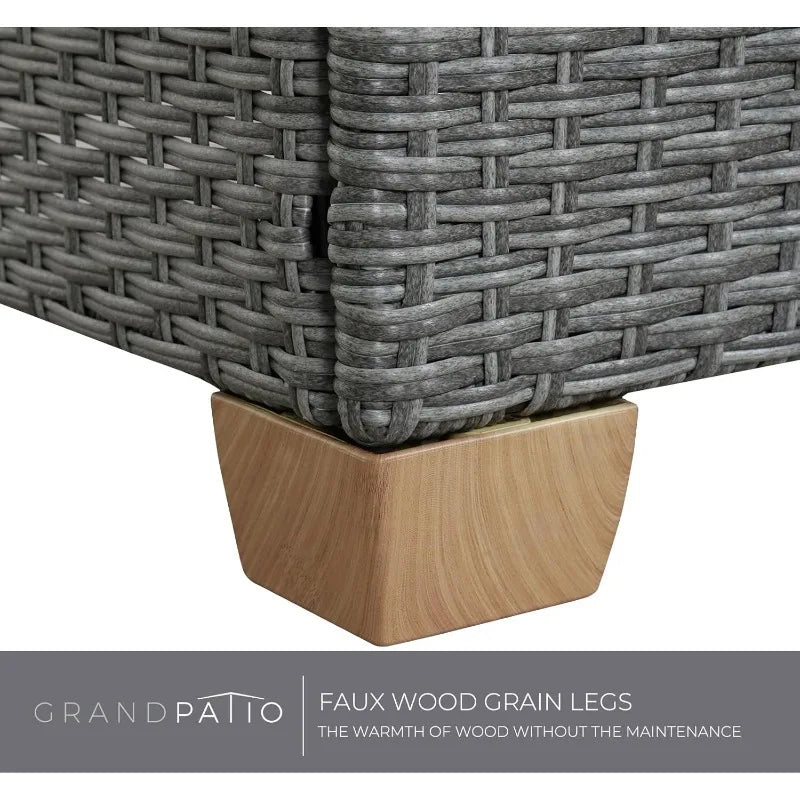 Patio sectional 5 Pieces Wicker Outdoor Furniture Set with Fire Pit