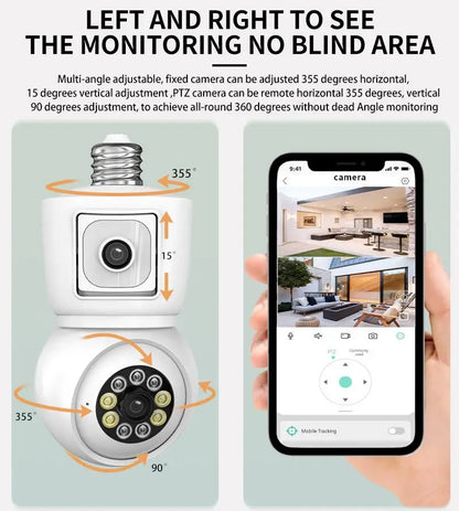 8MP Bulb WiFi Camera 4K Dual Lens Night Vision