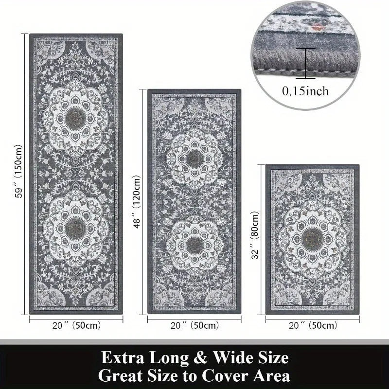 3 pcs floor mat Bohemian style rugs Non-slip washable