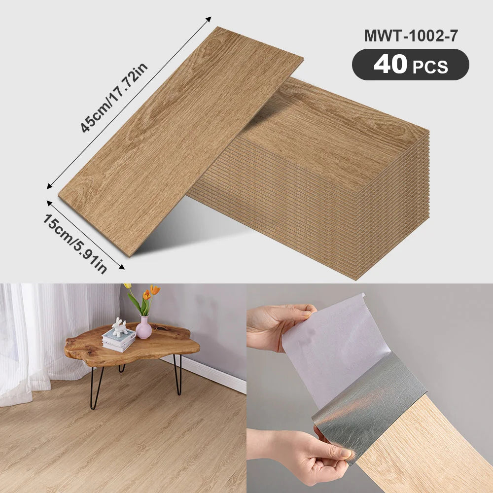 40Pcs SXP Self-Adhesive Wood Grain Strips Peel-and-Stick