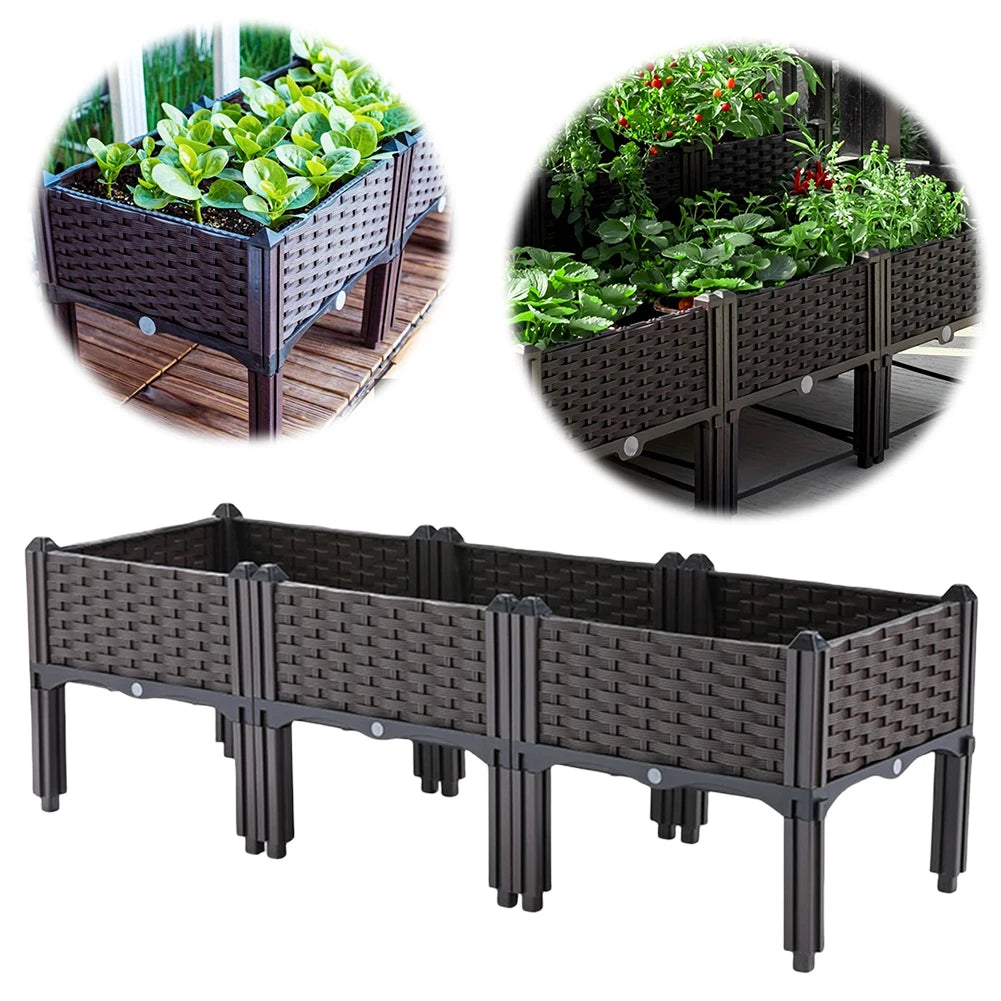 Plastic Raised Garden Bed with Legs Raised Planter Box with Drainage Holes