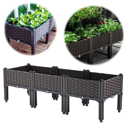 Plastic Raised Garden Bed with Legs Raised Planter Box with Drainage Holes