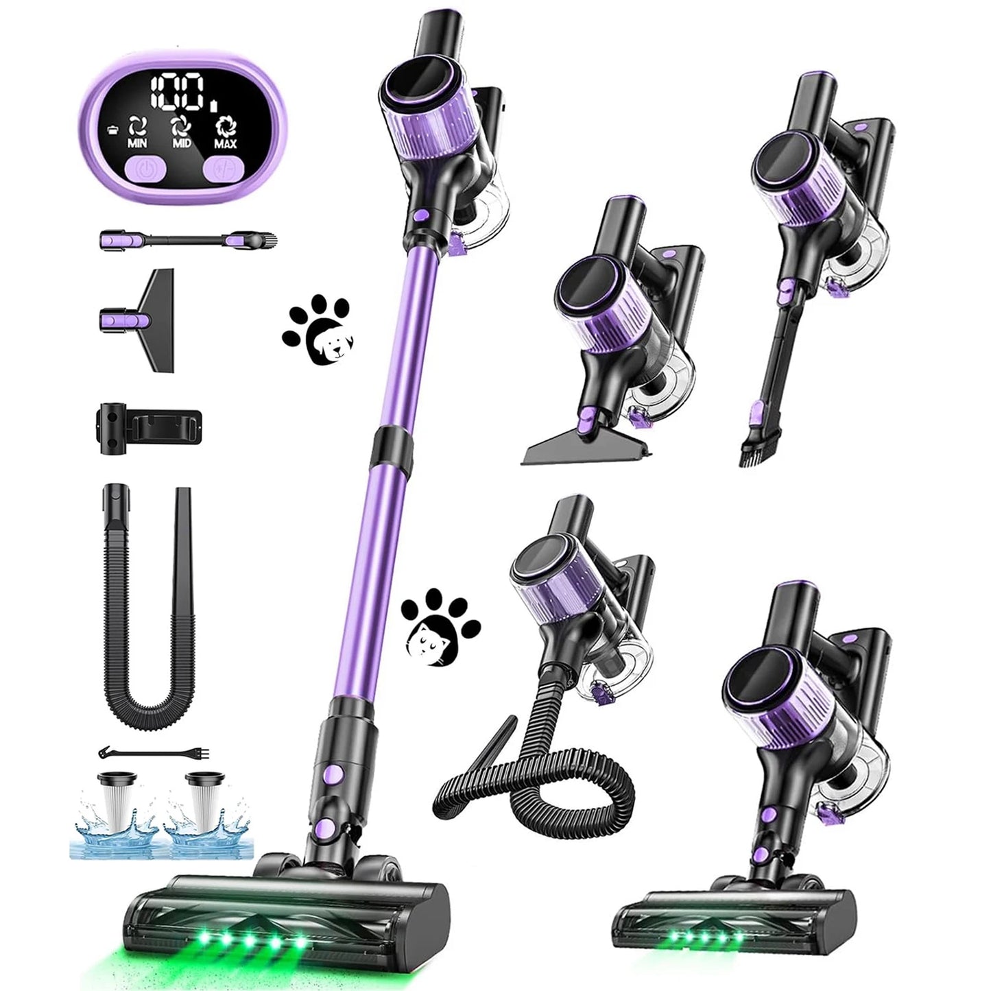 Cordless Vacuum Cleaner, 10 in 1 Powerful Stick Vacuum Cleaner for Home Pet Hair/Hard Floor/Carpet