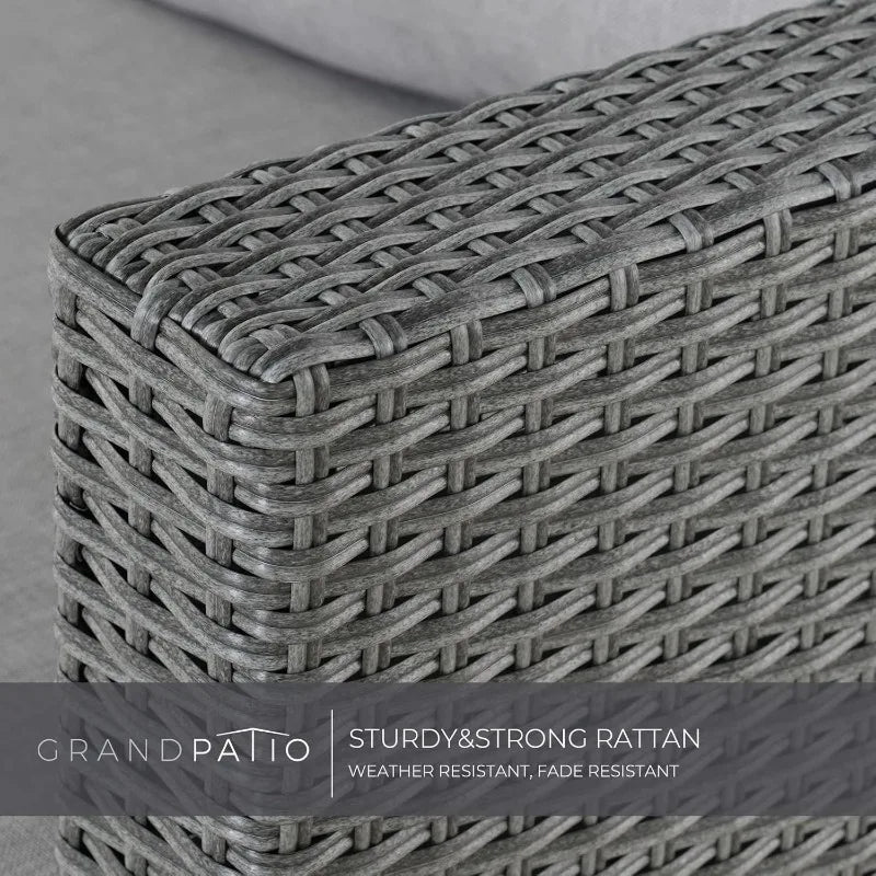 Patio sectional 5 Pieces Wicker Outdoor Furniture Set with Fire Pit