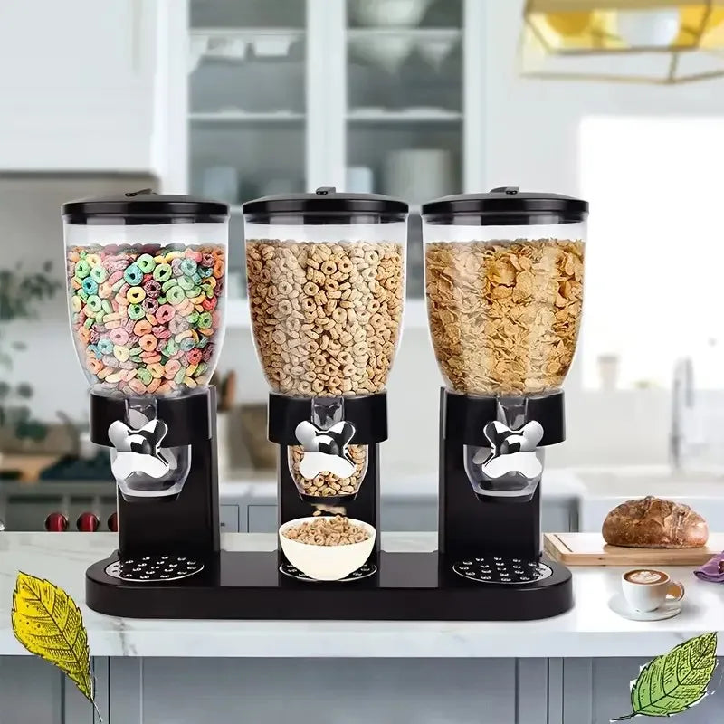 3 Canister Cereal Dispenser, Kitchen Pantry Storage Organizer