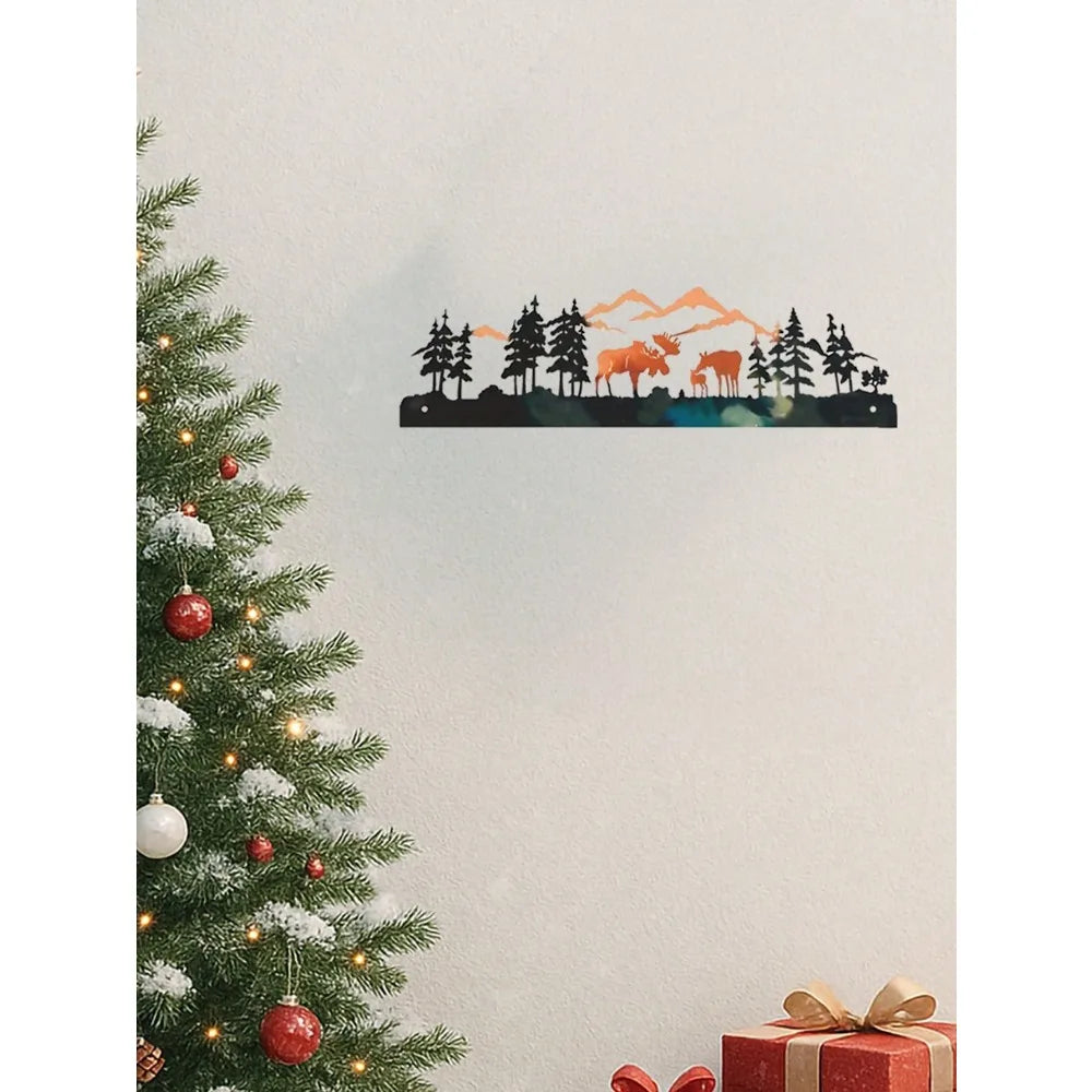 Metal Moose Wall Art, Christmas tree