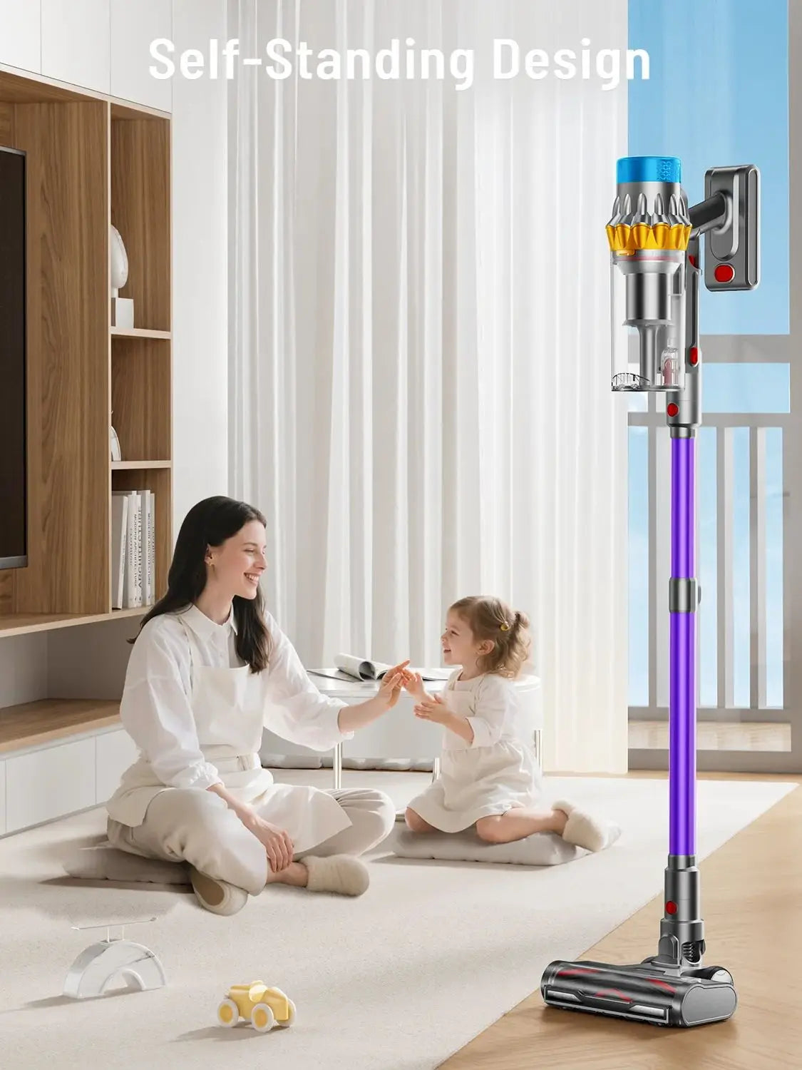 Cordless Vacuum Cleaner 65KPA Strong Suction for Pet Hair and Carpet 70Mins Runtime Household cleaning