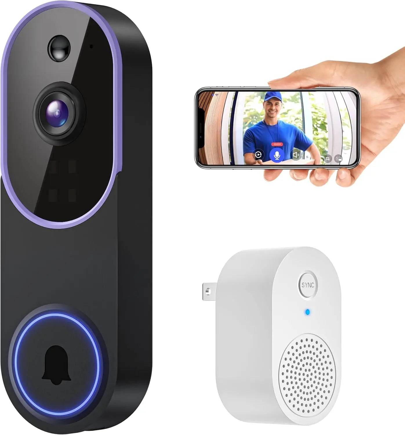 Smart Wireless Video Doorbell Camera with AI Detection