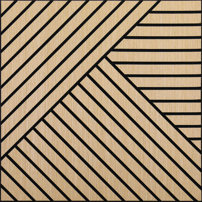 4 Packs Acoustic 3D Wood Slat Wall Panels Self-Adhesive Sound Absorbing