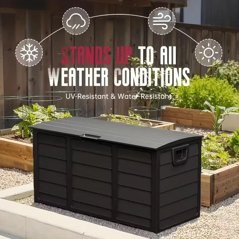 75 Gallon Large Outdoor Deck Box with Lockable Lid & Heavy-Duty Hinged Door