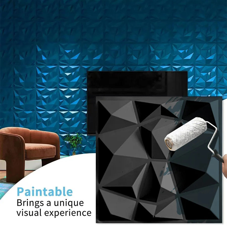 10 Pack Self adhesive 3D Wall Panels, PVC Wall Decor 11.8"x11.8"