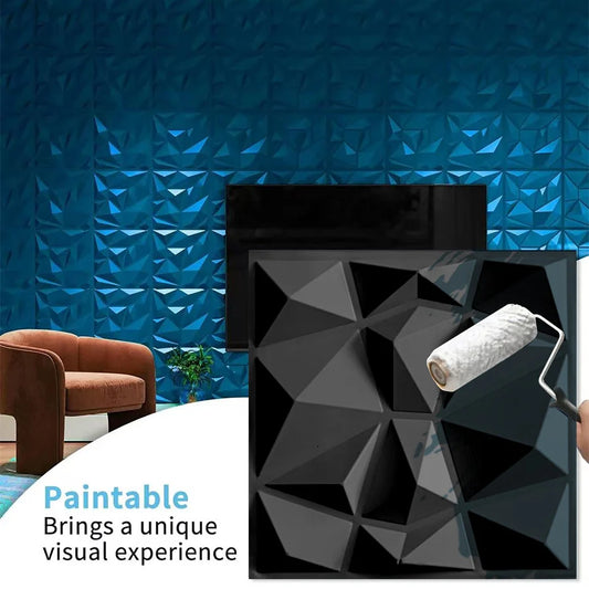 10 Pack Self adhesive 3D Wall Panels, PVC Wall Decor 11.8"x11.8"