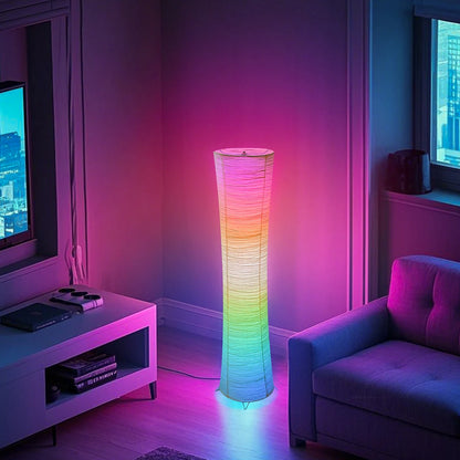 Paper lamp, RGB color-changing LED smart lamp, remote control, floor lamp